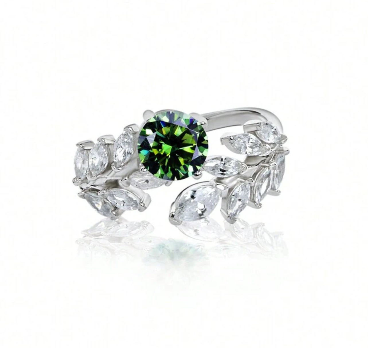 Green leaf ring